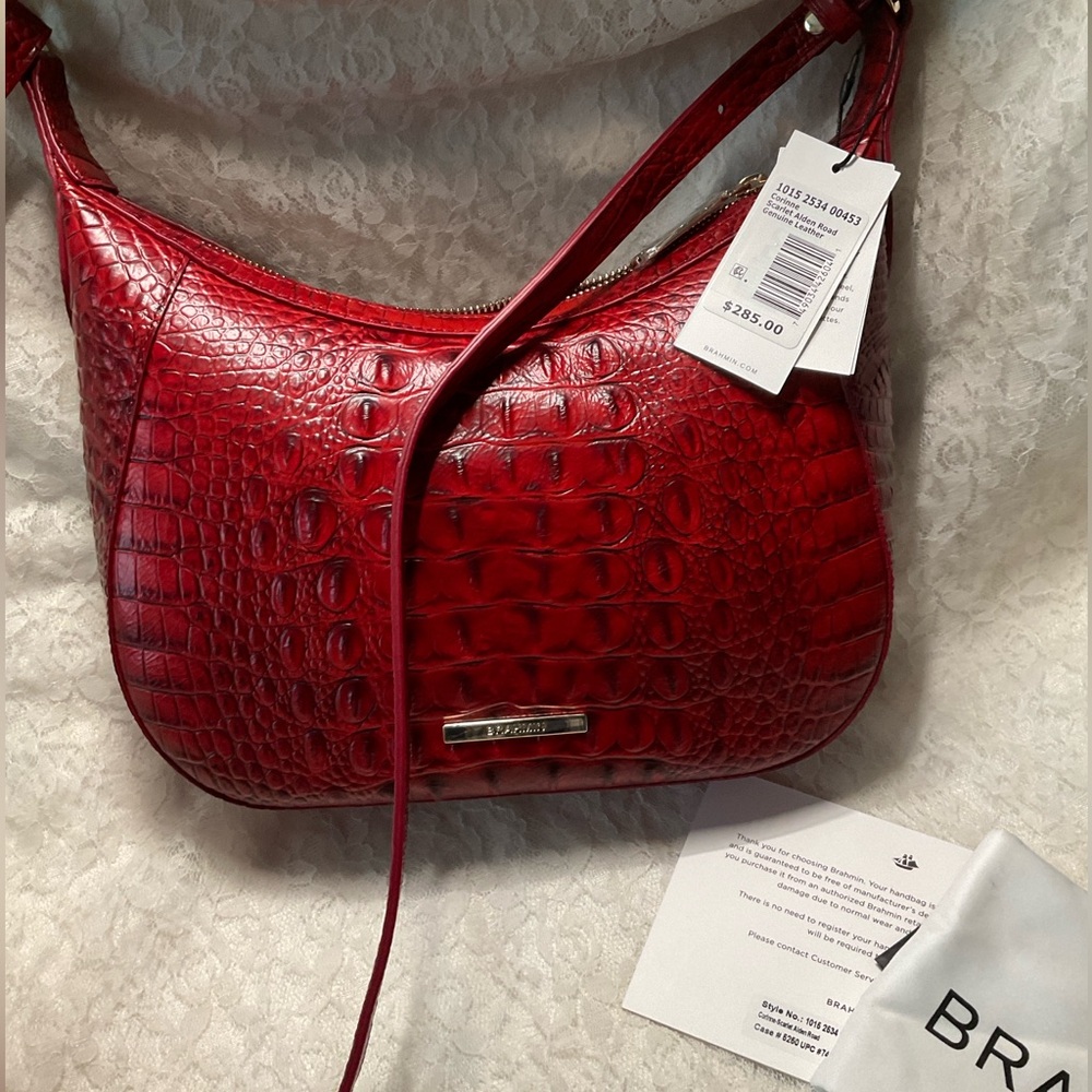 NWT BRAHMIN CORINNE SCARLET RED